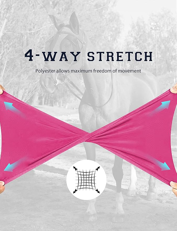 Horse Fly Mask Generous&amp;Fine Mesh Eye Covers and Ears Elasticity Mask Snug Fitting Comfortable Breathable Lightweight Equine Stretchy Protection for Horses Hot Pink Full Size