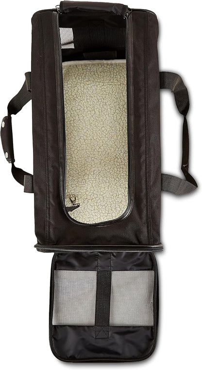 Amazon Basics Soft-Sided Mesh Pet Travel Carrier for Dog, Cat, up to 22 pounds, 19.7" L x 12" W x 12" H, Black