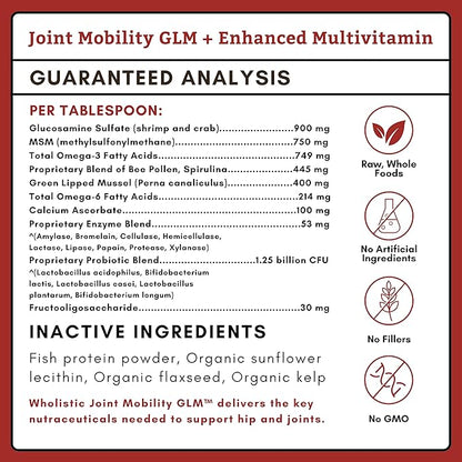 Wholistic Pet Organics Joint Mobility GLM - 2 Lb - Glucosamine for Dogs and Chondroitin Supplement Green Lipped Mussels - Joint Supplement for Dogs - Arthritis Pain Reliever for Large &amp; Small Breeds