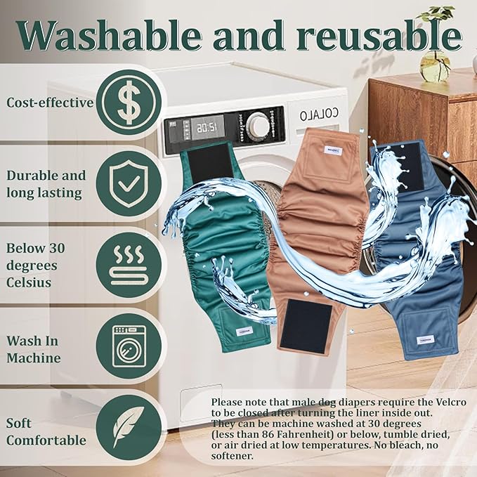 Reusable Dog Diapers Male, Premium Washable Belly Bands for Male Dogs Extra Small, Pack of 5, High Absorbing Male Dog Wraps for Doggie &amp; Puppy in Incontinence or Excitable Urination and Training(XS)