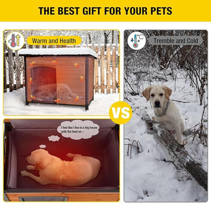 Aivituvin Dog House Outdoor &amp; Indoor Dog Kennel with Insulated Liner for Winter Waterproof Large Dog Cage for Small &amp; Medium &amp; Large Dogs,Unique All-Around Iron Frame