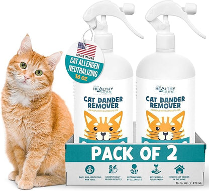 Cat Dander Remover Aloe Vera Free - Pet Dander Allergy Reducer Relief Dry Skin Spray for Cats and Humans| Cruelty-Free &amp; Made in USA (2 Pack)