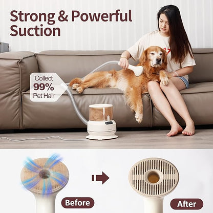 Dog Grooming Vacuum Kit, 2.5L Large Capacity, Dogs &amp; Cats Vacuum for Shedding, 4 Pet Grooming Tools, Low Noise, Dog Nail Clipper as A Gift