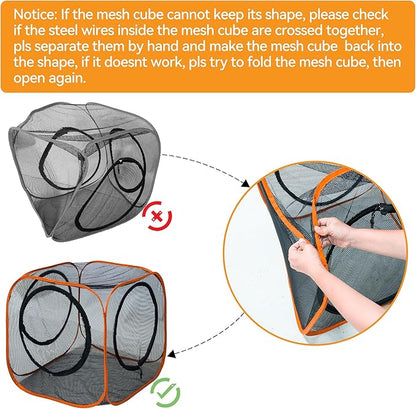 Cat Play Tunnel + Cube(with Three Ways) for Indoor and Outdoor, Kitty Play House, Cat Enclosures, Collapsible Kitty Tent, Kitten Toys Easy to Connect with Kitty Tent（2 Tunnels + Cube ）