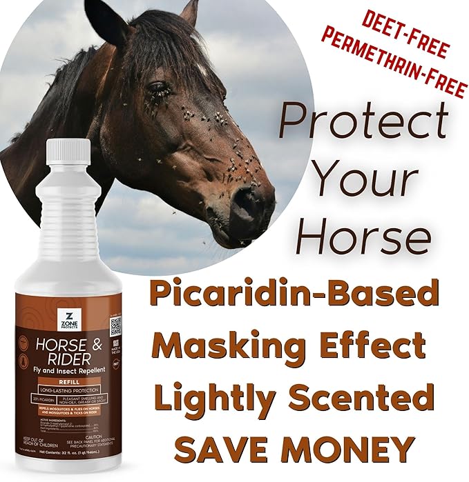 Horse &amp; Rider Fly/Insect Repellent Starter Pack; Picaridin Based 10oz Continuous Spray, 32oz Refill, 80-Count Face/Ear Wipes