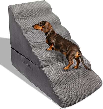 Dog Stairs&amp;Steps for 30 Inches High Bed Up to 30-36 Inch Tall, Pet Cat Ramp Ladder for Small Dogs, Doggie, Old Cats, Kitty, Small Animals Grey