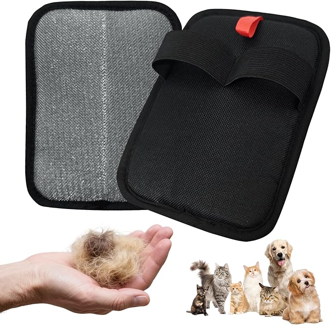 Pet Hair Remover, Reusable Electrostatic Pet Hair Remover Gloves – Double-Sided Grooming &amp; Deshedding Gloves for Cats &amp; Dogs, Pet Fur Removal for Furniture, Carpet, Couch &amp; Clothing -2 PCS