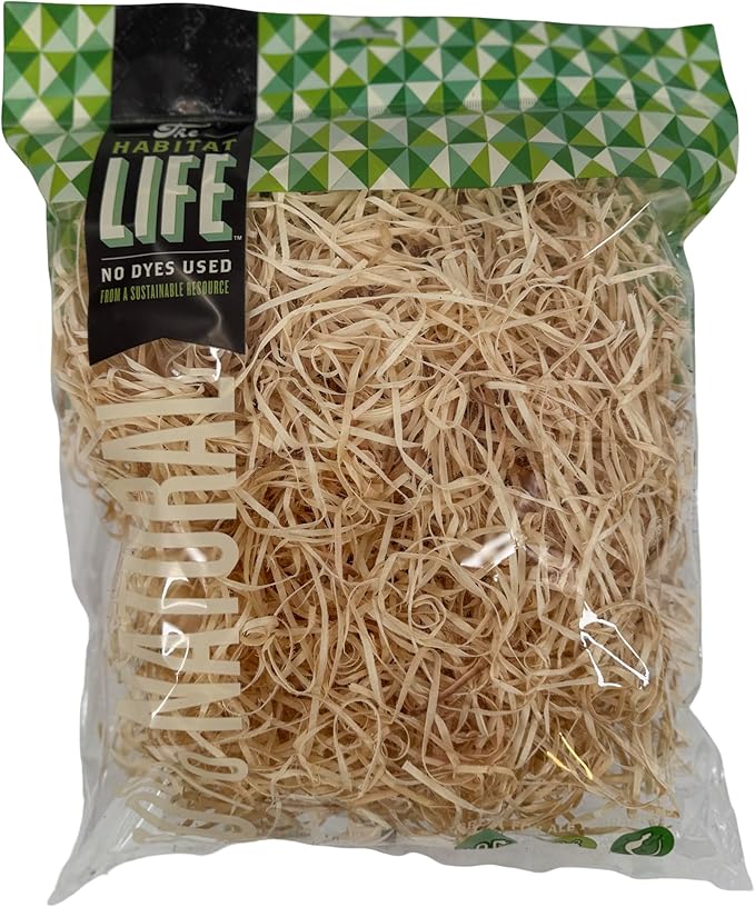 The Habitat Life - Natural Ribbon Cut Excelsior - for Birds, Hamsters, Gerbils, Rats &amp; Other Small Mammals - Soft &amp; Absorbent - Wood Fiber - Dye-Free &amp; Safe - Medium - 1 Pack