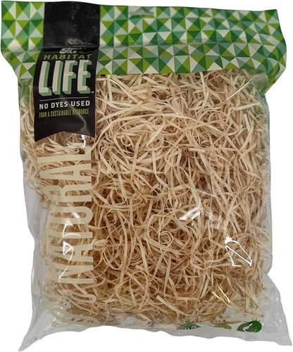 The Habitat Life - Natural Ribbon Cut Excelsior - for Birds, Hamsters, Gerbils, Rats &amp; Other Small Mammals - Soft &amp; Absorbent - Wood Fiber - Dye-Free &amp; Safe - Medium - 1 Pack