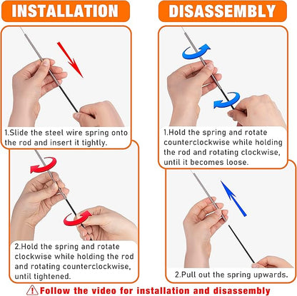 JXFUKAL 2025 Latest Cat Toys, 2 in 1 Spring Cat Wand Toy with 2PCS Ultra-Long Cat Teaser, 4PCS Spring Steel Wire &amp; 5PCS Feather Refills for Kitty Kitten Indoor Cats Accessories