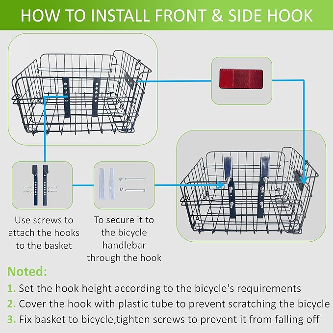 Large Dog Bike Basket with Removable Liner Bag, Portable Rear Bike Basket Carrier for Travel, Waterproof Bike Storage Suit for Front/Rear/Side of Bicycle, Ebike Accessoriest for Pets, Fruit &amp; Grocery