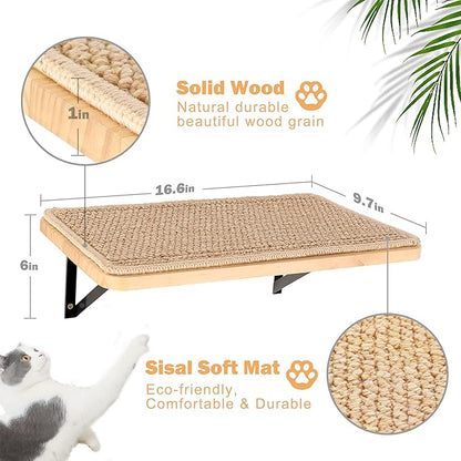 Cat Wall Furniture Set, 2PCS Cat Shelves &amp; 2PCS 4 Steps Wall Shelves Stairs Tower Climbing Scratching Perches for Climbing Sleeping, Playing