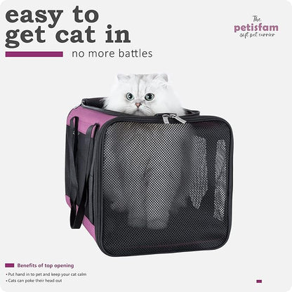 petisfam Soft Pet Carrier for Large and Medium Cats, 2 Kitties, Small Dogs. Easy to Get Cat in, Great for Cats That Don&