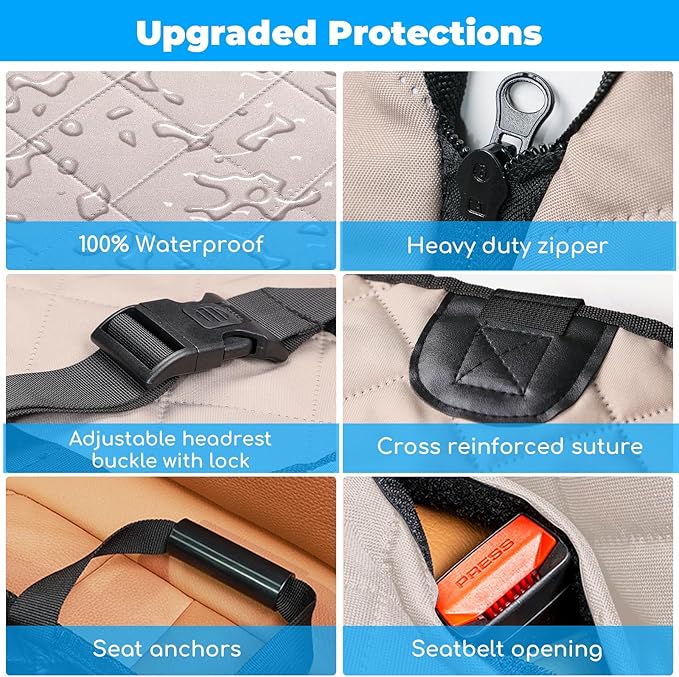 URPOWER Back Seat Extender for Dogs - Hard Bottom Dog Car Seat Cover Holds 400 lbs, Waterproof Dog Hammock Dogs Bed for Cars, SUVs &amp; Small Trucks, Pet Backseat Protector with Mesh Window &amp; Large Space