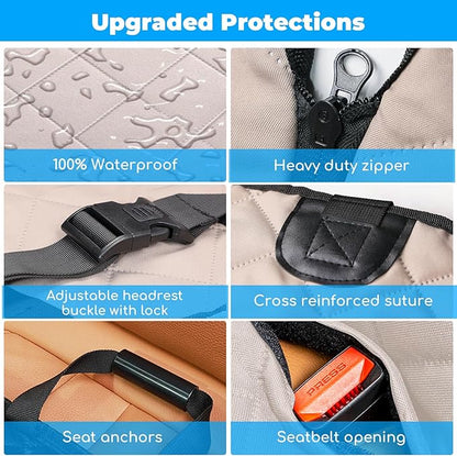 URPOWER Back Seat Extender for Dogs - Hard Bottom Dog Car Seat Cover Holds 400 lbs, Waterproof Dog Hammock Dogs Bed for Cars, SUVs &amp; Small Trucks, Pet Backseat Protector with Mesh Window &amp; Large Space