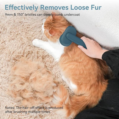Aumuca Dog Brush for Shedding, Self Cleaning Cat Grooming Brush with Release Button, Cat Hair Brush to Remove Loose Fur, Tangles &amp; Dirt, Great for Long and Short Haired Cats, Green
