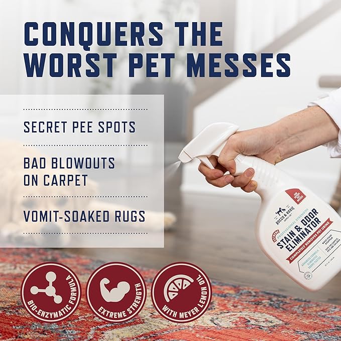 Rocco &amp; Roxie Extreme Stain &amp; Odor Eliminator for Strong Odor, Pet Urine Enzyme Cleaner Destroyer, Stain Remover for Dog Poop and Cat Pee, Enzymatic Carpet Cleaner Spray For Home, Puppy Potty Training