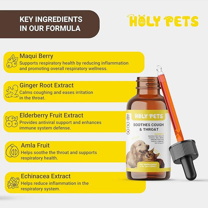 Cough Medicine for Dogs &amp; Cats, Respiratory Infection Support - Sneezing Relief &amp; Kennel Cough Treatment - Pet Asthma Support - Made with Natural Ingredients in The USA (4oz)