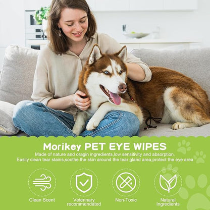 Pet Eye Wipes,Nature Eye Cleaning Wipes for Dogs&amp;Cats Gentle Eye Cleaner Pads for Tear Stain Remover Eye Debris,Discharge,Mucus Secretions,Non-Irritation,Plant Based-240Ct