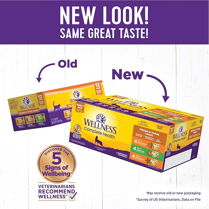 Wellness Complete Health Gravy and Minced Adult Wet Cat Food, Natural, Protein-Rich, Grain-Free, 3 Ounce, 12 Pack, (Chicken &amp; Turkey Lovers Variety Pack)