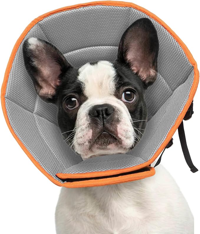 Dog Cone Collar S, Soft Cones for Large Medium Small Dogs,Adjustable Dog Cone Alternative to Stop Licking, Comfy Elizabethan Collar for After Surgery Wound Healing &amp; Hot Spots Orange