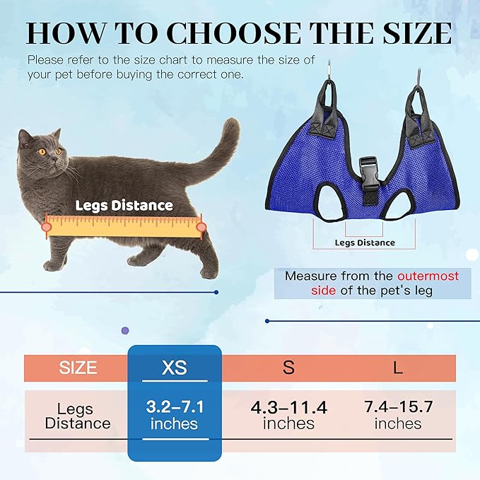 PatiencET Dog Grooming Hammock, Pet Grooming Hammock for Cats &amp; Dogs, Dog Holder for Nail Trimming, Cat Sling for Nail Trimming with Nail Clippers/Trimmer, Nail File, Pet Comb(XS)