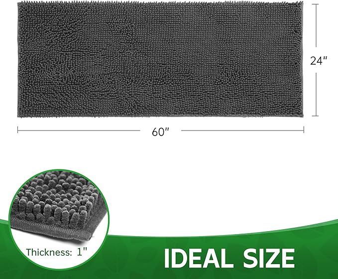 Dog Door Mat Indoor Entrance, 60" x 24" Absorbent &amp; Quick-Drying Mud Rugs, Non-Slip Door Rugs for Entryway Indoor Washable, Soft Chenille Dog Mat for Muddy Paws