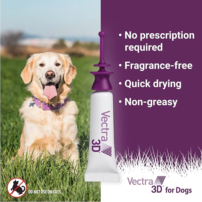 Vectra 3D for Dogs Flea, Tick &amp; Mosquito Treatment &amp; Prevention for Large Dogs (56 to 95 lbs) , 3 month supply