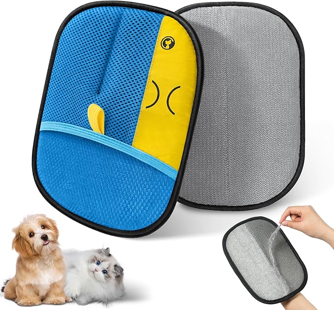 Reusable Pet Hair Remover Gloves – Electrostatic Lint &amp; Fur Removal, Machine Washable Cleaning Gloves for Furniture, Clothes &amp; Car (Blue)