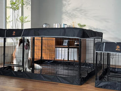 PJYuCien Dog Playpen Plus Storage Bag, 32" H 8 Panels Puppy Pen with Square Bottom &amp; Top Cover, Heavy Duty Dog Fence for Camping