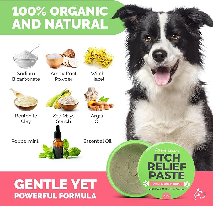 Skin Nectar - Natural Itch Relief for Dogs &amp; Cats - Soothing Pet Skin Repair Balm - - Heals Hot Spots, Dry Skin, Paw Pads - Veterinarian Formulated with Natural and Organic Ingredients