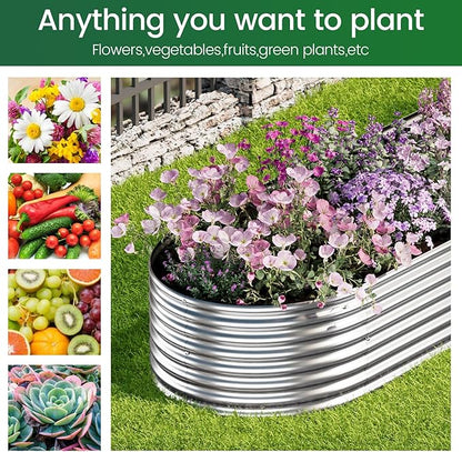 BTDVR 2PCS Galvanized Raised Garden Bed Outdoor, Metal Raised Beds for Vegetables, Above Ground Garden Box for Flower, Steel Garden Bed for Gardening - 65x20 inch