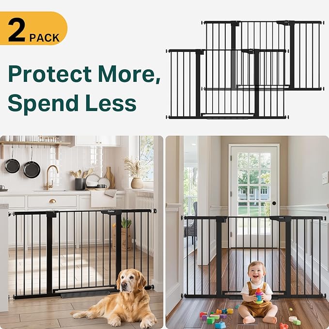 Cumbor 2 Pack 29.7-54.2" Baby Gate for Stairs, Mom&