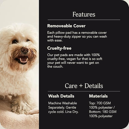 UnHide Floof Pet Pillow - Extra Soft Dog Bed Pillow- Removable Faux Fur Cover - Machine Washable - Helps Ease Pet Anxiety &amp; Provides The Perfect Sleep, 28 x 36 x 5, 10lbs - Beige