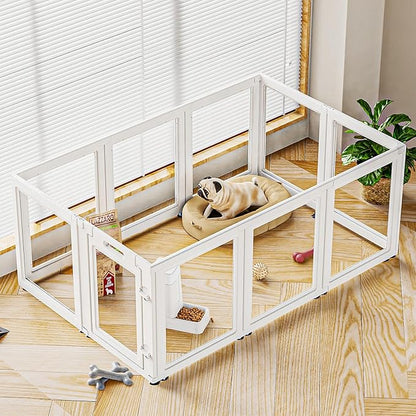 Clear Acrylic Dog Playpen Transparent Dog Playpen Indoor, Easy Assemble Clear Pet Pen for Puppy Bunny Cat Pig, Sturdy &amp; Easy Cleaning Plastic Dog Puppy Fence (30" H, 10PCS)