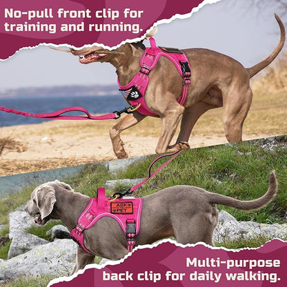 rabbitgoo Tactical Dog Harness for Small Dogs, No Pull Military Service Vest with Handle &amp; Molle, Easy Control for Training Walking, Adjustable Reflective Straps, Rose Red, S