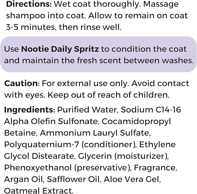 Nootie - Pet Shampoo for Sensitive Skin - Revitalizes Dry Skin &amp; Coat - Natural Ingredients - Gentle Dog Shampoo - Cleans &amp; Conditions