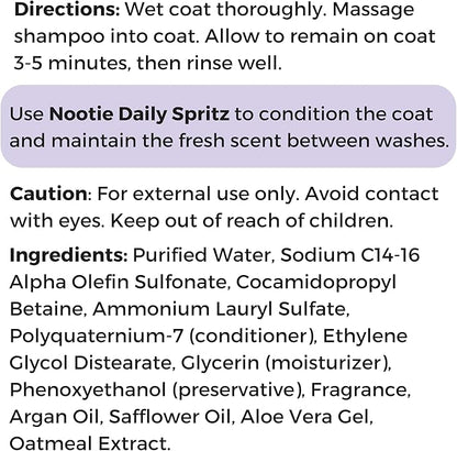 Nootie - Pet Shampoo for Sensitive Skin - Revitalizes Dry Skin &amp; Coat - Natural Ingredients - Gentle Dog Shampoo - Cleans &amp; Conditions