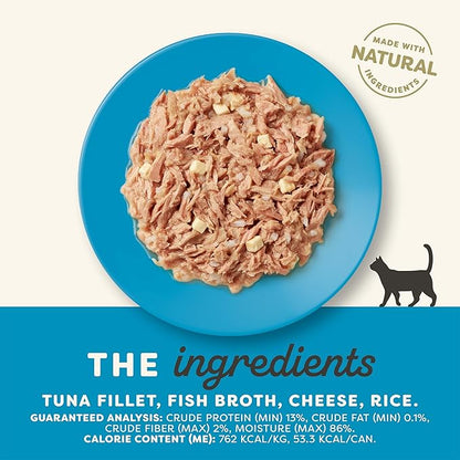 Applaws Wet Cat Food, 24 Count, Limited Ingredient Canned Wet Cat Food, Tuna Fillet with Cheese in Broth, 2.47oz Cans