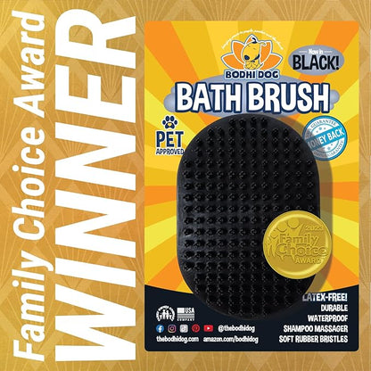 Bodhi Dog Shampoo Brush - Pet Grooming &amp; Bath Supplies for Dogs and Cats - Bath Brush for Long &amp; Short Hair - Premium Scrubber for Shower, Bathing &amp; Massage (One Pack, Black)
