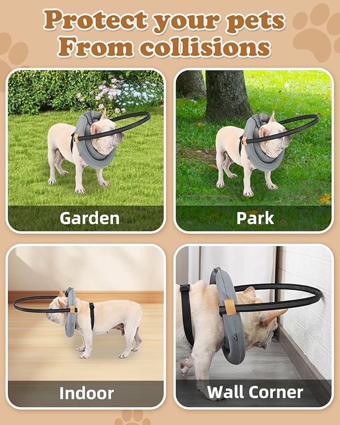 Blind Dog Harness, Lightweight Collar for Dogs&amp;Cats, Adjustable Blind Dog Collar Harness, Pet Anti-Collision Ring for Blind, Eye Injury, Vision Impairment Pets for Protective &amp; Build Confidence XL