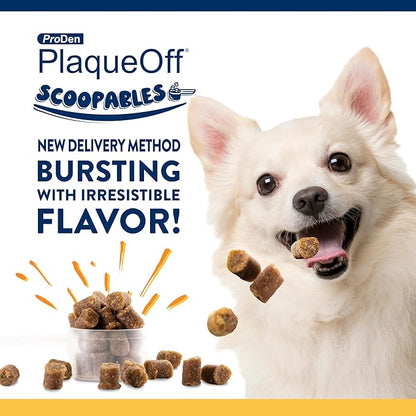 ProDen PlaqueOff Scoopables - Hickory Smoked Bacon Flavor Dental Bites for Small Dogs, Natural Kelp for Plaque &amp; Tartar Control, Freshens Breath - Small &amp; Medium Breed Dental Care- 45 Scoops