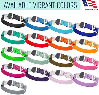 Dogline Biothane Waterproof Dog Collar with Herm Sprenger Black Stainless Steel Quick Release Buckle – Heavy Duty Tactical Durable Collar for Dogs – Comfortable and Safe Pet Collar W 1" L 15-25" Teal