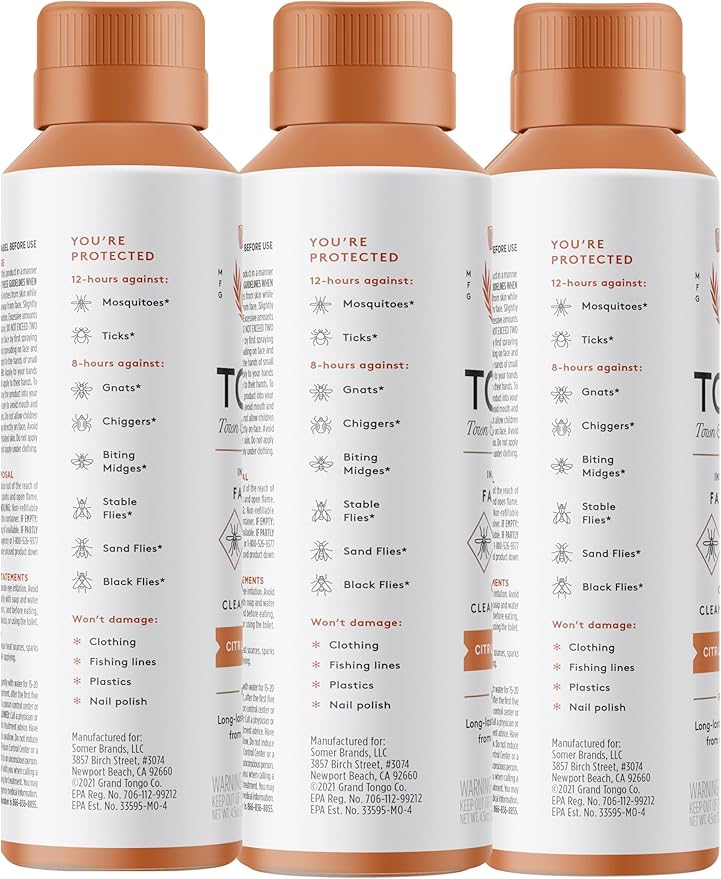 Citrus + Sandalwood Insect Repellent, 12-Hour Mosquito &amp; Tick Protection, Picaridin-Based, Water-Based, Lightweight, Quick-Drying, Vanishing Scent, DEET Alternative, Face &amp; Body Use,3 Pack