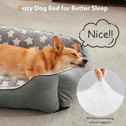 SIWA MARY Dog Bed Medium Size Dog,Waterproof Dog Sofa Beds,Comfort Dog Beds for Medium Dogs with Non-Slip Botttom,S Plus(25"x21"x8") Dark Grey