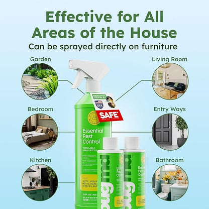 BugMD Ant Killer &amp; Bug Spray - Roach and Cockroach Killer Indoor, Spider Spray for Home, Fly and Insect Defense, Natural, Safe with Essential Oils, Plant-Powered, Pest Control - Starter Kit