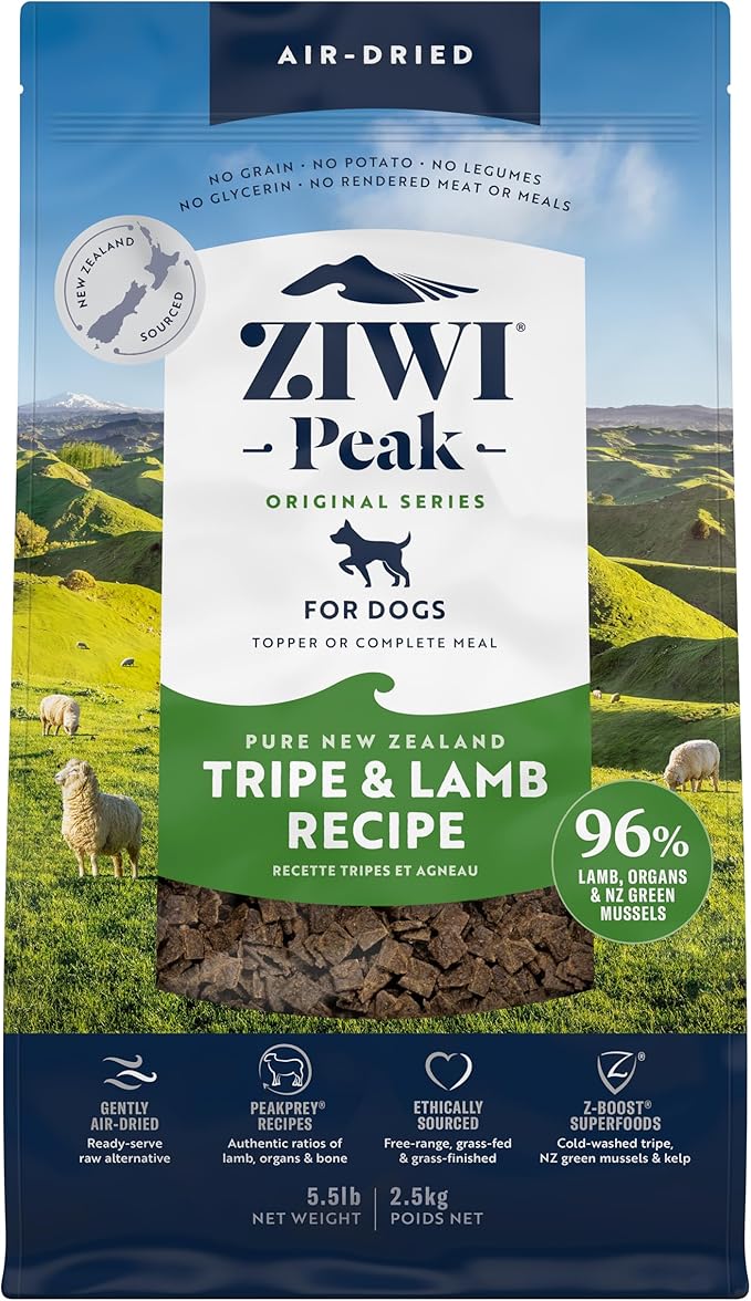 ZIWI Peak Air-Dried Dog Food – Tripe &amp; Lamb - All Natural, High Protein, Grain Free, Limited Ingredient w/ Superfoods (88oz)