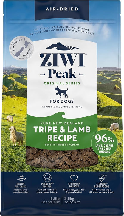 ZIWI Peak Air-Dried Dog Food – Tripe &amp; Lamb - All Natural, High Protein, Grain Free, Limited Ingredient w/ Superfoods (88oz)