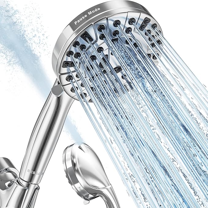 Shower Head,10 Functions High Pressure shower head with handheld, Built-in Pause Mode &amp; 2 Power Wash, Non-Clogging Nozzles High Flow Hand Held Shower Head, Leakproof 6.5ft Hose&amp;Metal Bracket