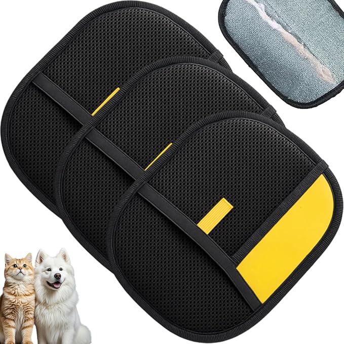 Magic Brush Pet Hair, Newly Upgraded Reusable Electrostatic Pet Hair Remover Glove, Pet Hair Removal Glove for Dogs &amp; Cats, Clothing, Couch, Carpet, Car Seat (3 Pcs)